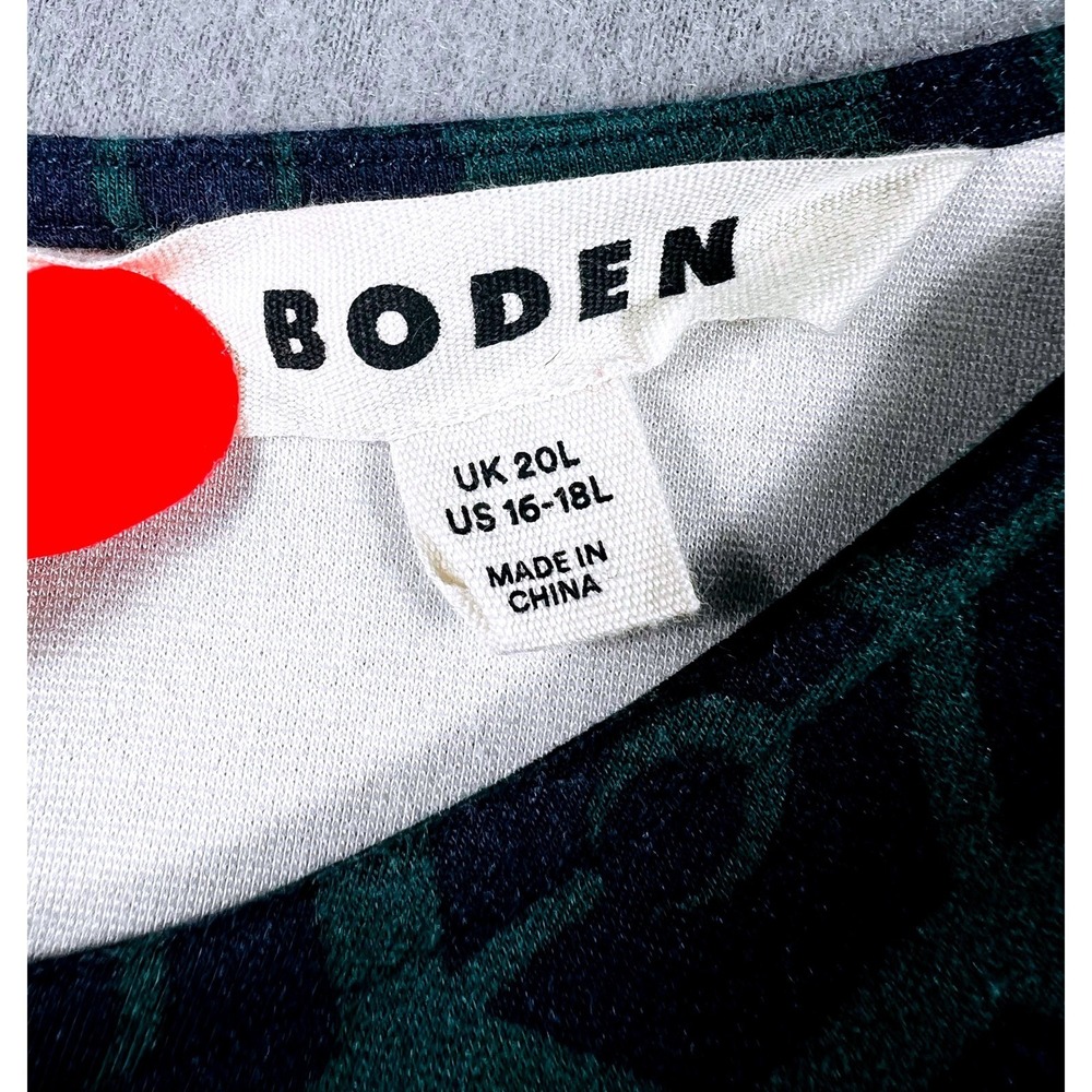 Boden Retro Shift Dress Blue Green Geometric Print Long Sleeve Size 16/18L Mod - Picture 6 of 13